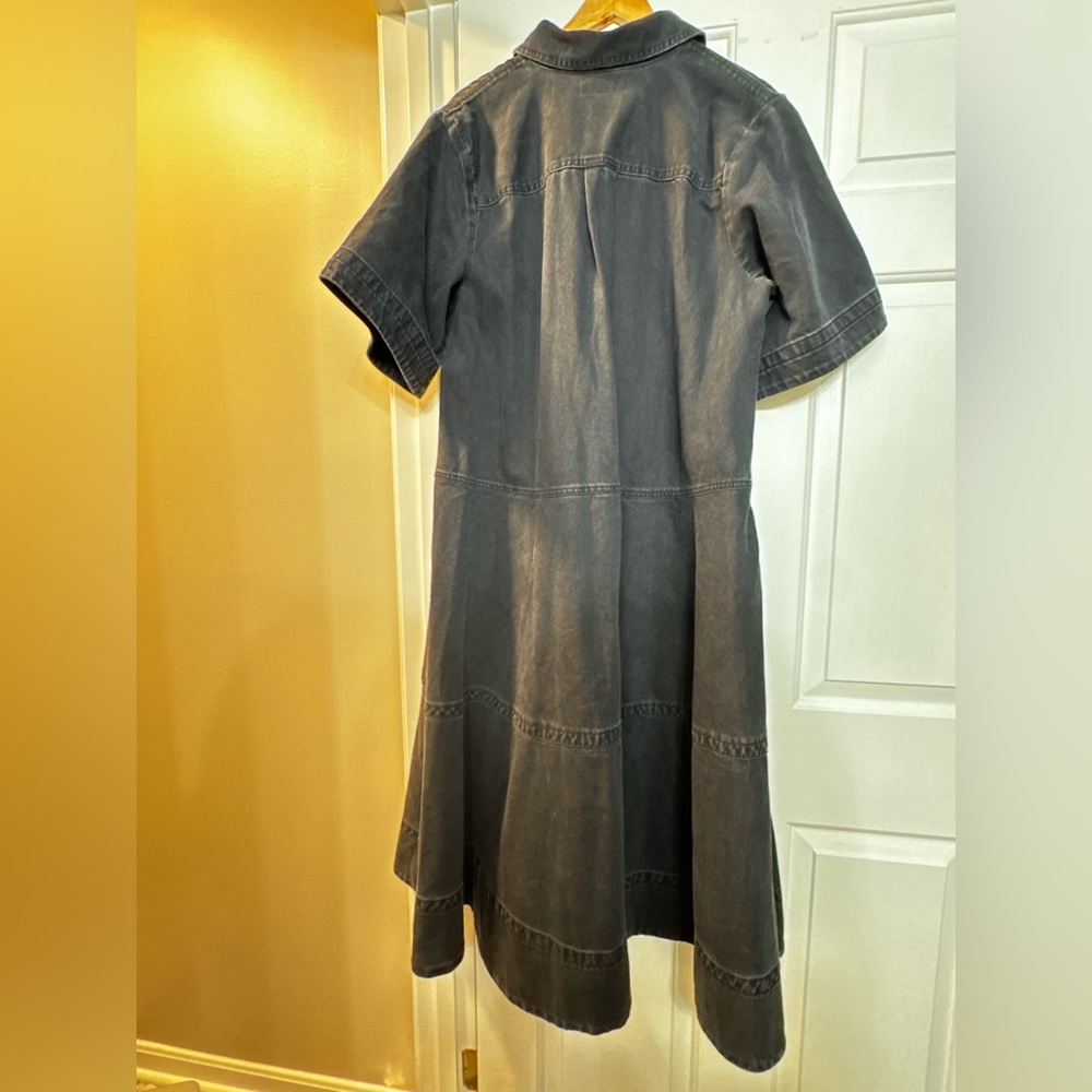 NWT! Banana Republic Black Wash Denim Trapeze Maxi Shirt Dress - Size Large - Picture 9 of 9